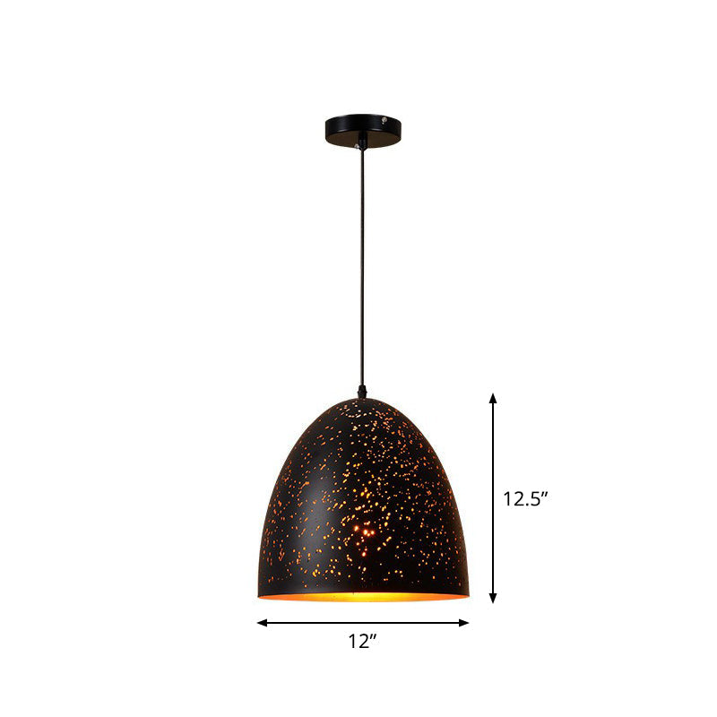 Ausgehöhlte Metall-Pendelleuchte, Retro-Hängeleuchte mit 1 Licht und schwarzem Finish für Restaurants