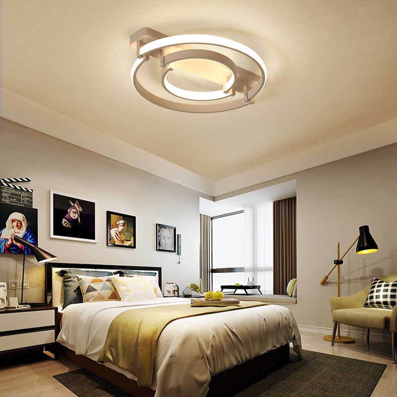 Sleek Acrylic LED Bedroom Ceiling Lamp in Warm/White Light - Black/White Flush Mount, Various Sizes