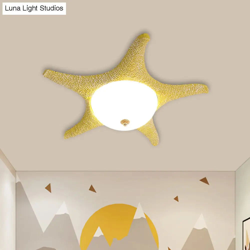Noche estrellada en tu habitación - Luminaria empotrada LED de estrella de mar de resina para niños en alegre rosa, amarillo y azul con luz blanca/cálida