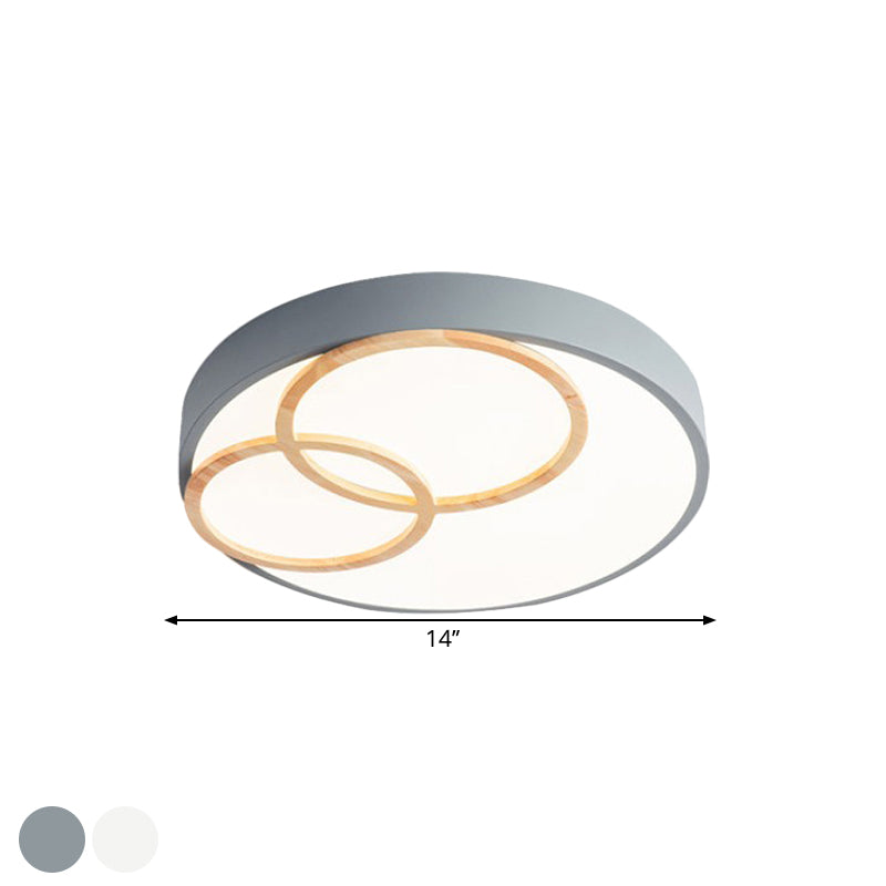 Nordic Flush Ceiling Light | Grey/White Rounded | 14