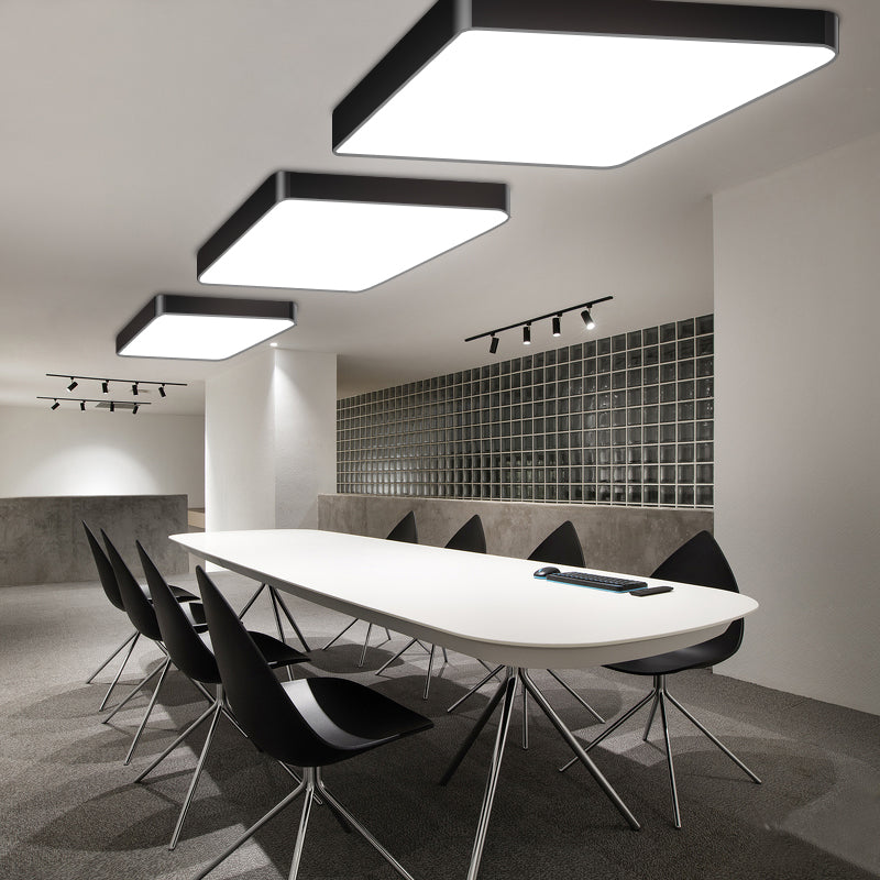 Stijlvolle kantoorverlichting: Nordic Black Square LED-plafondlamp met metalen inbouwmontage