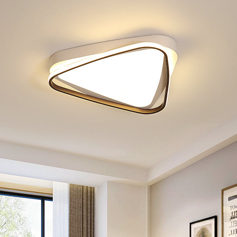 LED Triangle Ceiling Flush Mount – White Acrylic Light Fixture for Bedroom – Warm/White Lighting