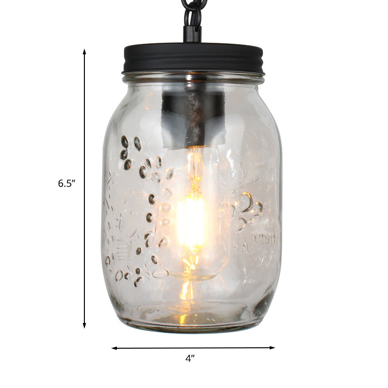 Klasyczna wisząca lampa sufitowa Mason Jar w kolorze czarnym