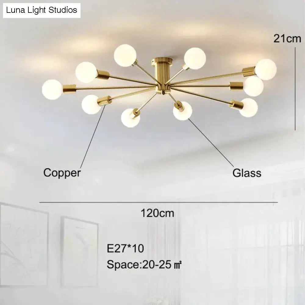 Plafonnier en cuivre moderne salle à manger en laiton plafonnier salon luminaires LED Lustres de cuisine lumières éclairage de plafond nordique chambre à coucher