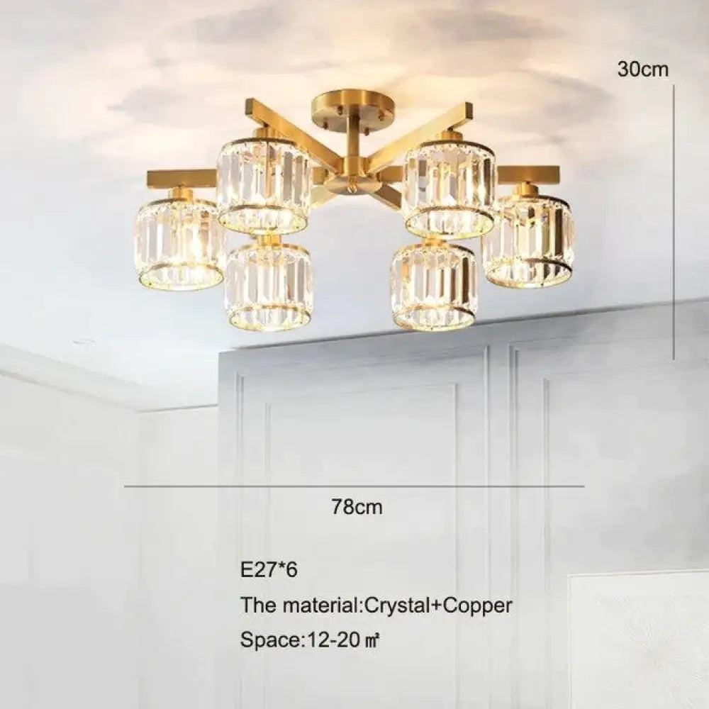 Luces de techo de cristal para dormitorio, lámpara de cobre de diseño moderno, lámpara Led para comedor, lámpara de techo para cocina, Lustre de cristal para sala de estar