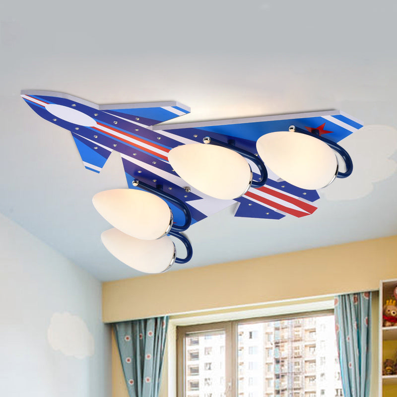 Modern American Style Wood Ceiling Lamp - Plane Shade Study Room Ceiling Mount, 4 Lights