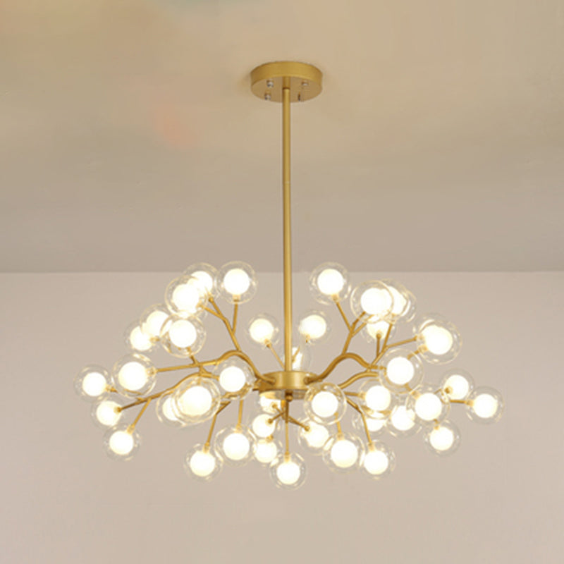 Metallischer Zweig-Kronleuchter, schlichte LED-Pendelleuchte für Wohnzimmer