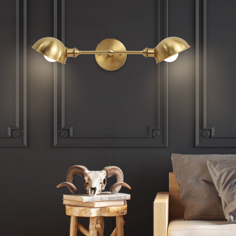 Lampada da parete moderna a forma di ciotola in ottone con 2 teste - Illuminazione con applique per camera da letto