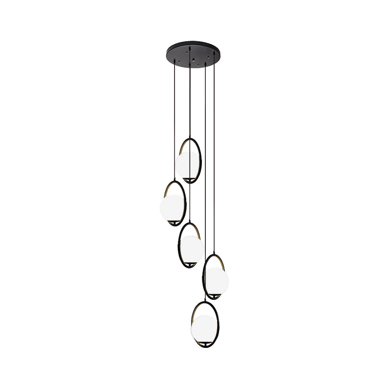Lampadario multiluce Black Globe Lampadario semplice in vetro per scale