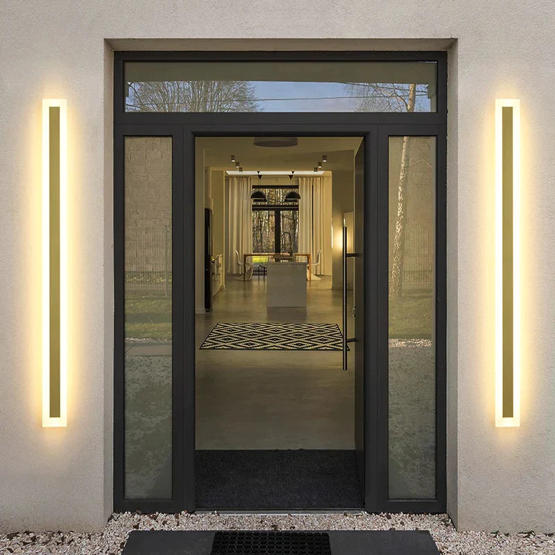 Außenbeleuchtung, hohe LED-Wandleuchte, IP65, wasserdicht, Aluminium, dimmbar, goldfarben, Garten-/Veranda-Wandleuchte, 110–220 V, Straßenleuchte