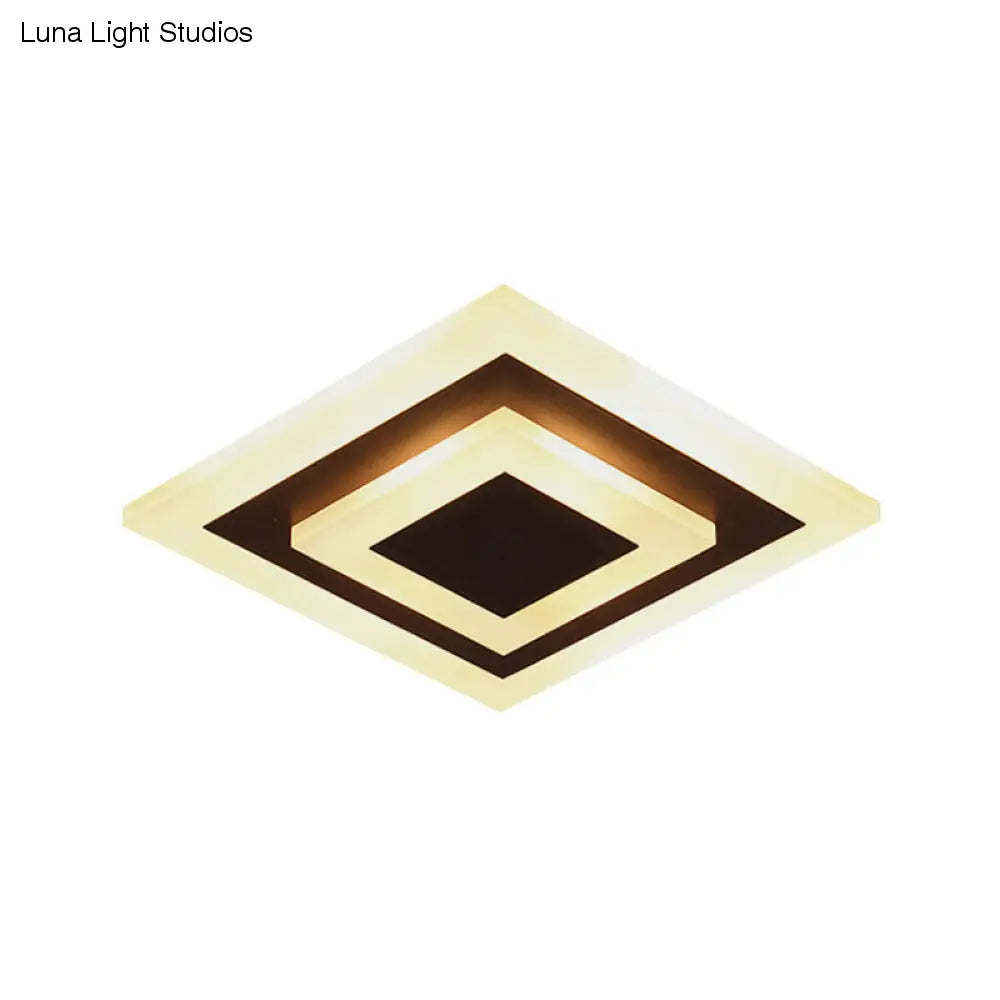 Moderne quadratische LED-Deckenleuchte aus Acryl zur Deckenmontage – stilvolle Lampe für Flure und Küchen, Kaffee und Weiß