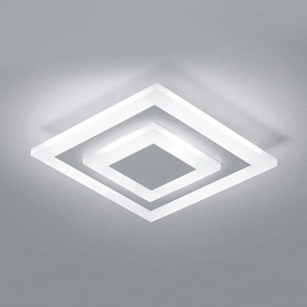 Moderne quadratische LED-Deckenleuchte aus Acryl zur Deckenmontage – stilvolle Lampe für Flure und Küchen, Kaffee und Weiß