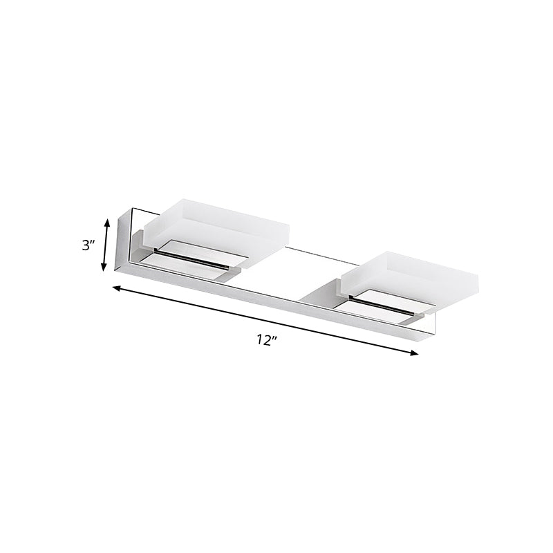 Aplique de pared cromado con pantalla acrílica de ladrillo para tocador de baño: elija entre 2/3/5 luces blancas cálidas
