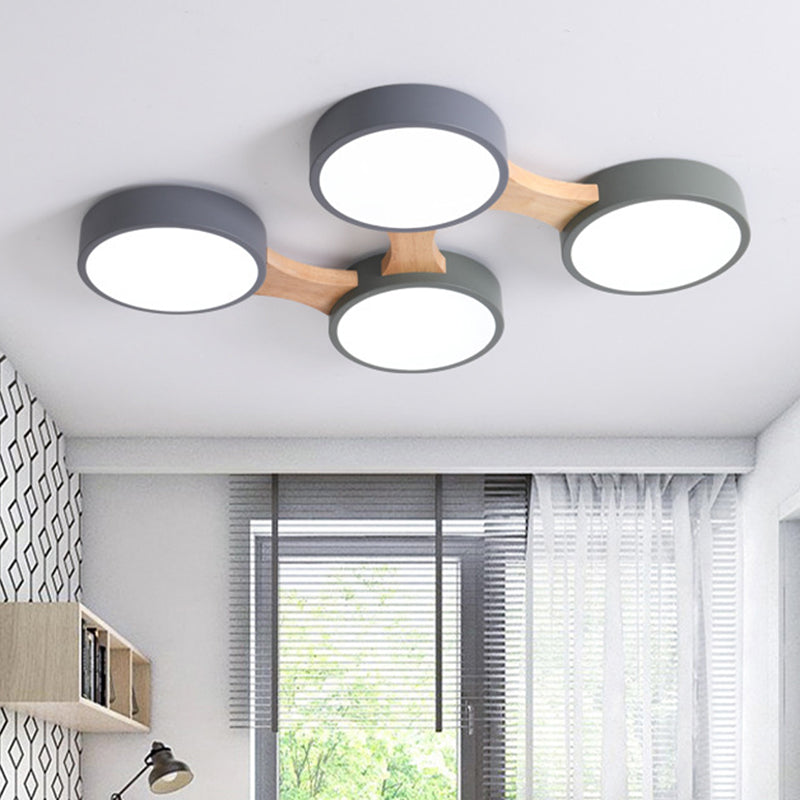 Minimalistyczna oprawa sufitowa LED - drewniana do montażu podtynkowego do sypialni i jadalni