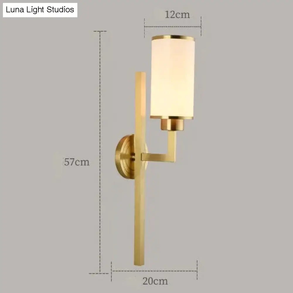 Lampada da parete in rame pieno Lampada da parete in rame per tromba delle scale, camera da letto classica semplice, testa a LED, TV, parete di fondo