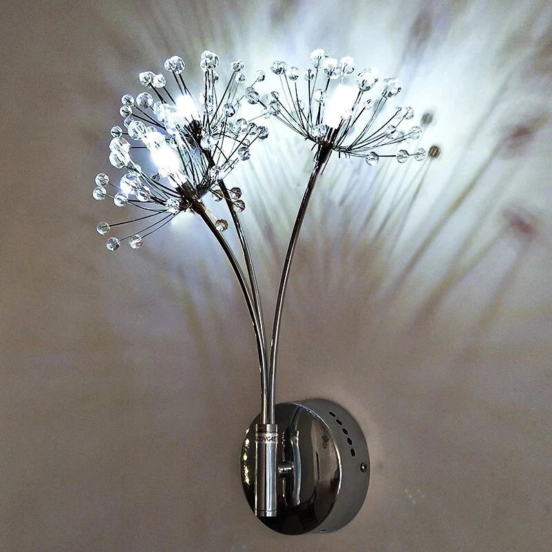 Nordic Creatieve Kristallen Bloem Paardebloem Wandlampen voor Badkamer Slaapkamer Bedlampje Woonkamer