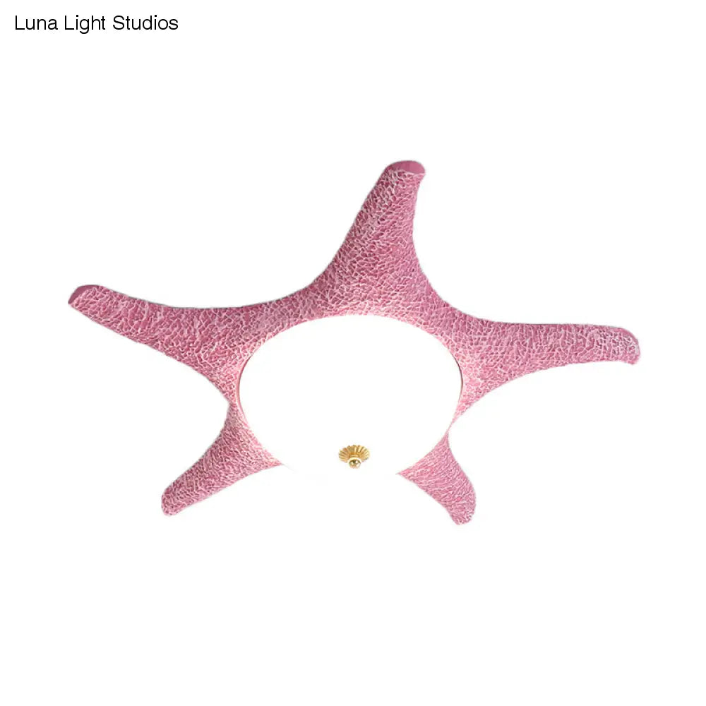 Noche estrellada en tu habitación - Luminaria empotrada LED de estrella de mar de resina para niños en alegre rosa, amarillo y azul con luz blanca/cálida