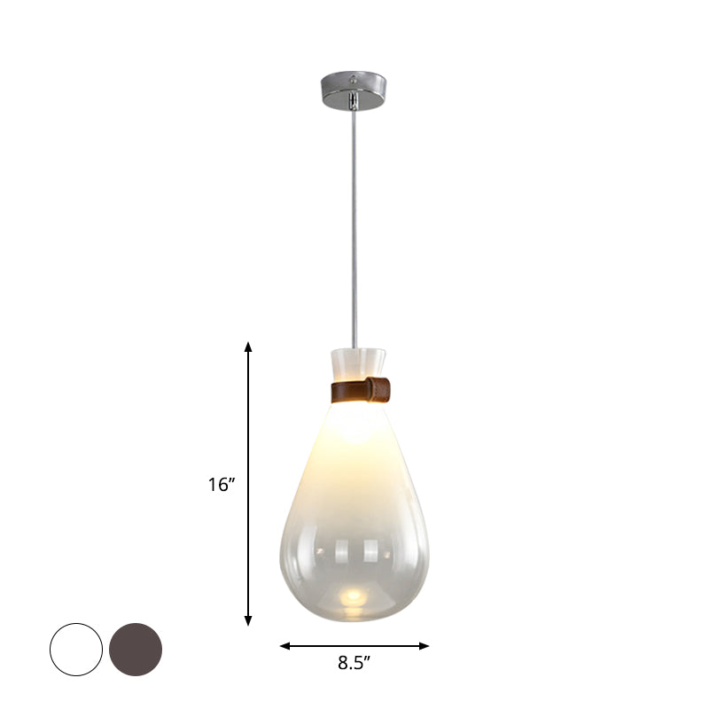 Lampada a sospensione moderna a sospensione a goccia con tracolla in pelle per cucina, camera da letto, sala da pranzo