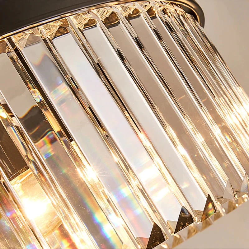 Nowoczesna kryształowa lampa sufitowa Living Crystal lampa sufitowa sypialnia klasyczne okrągłe lampy sufitowe czarna podstawa oprawy Led jadalnia