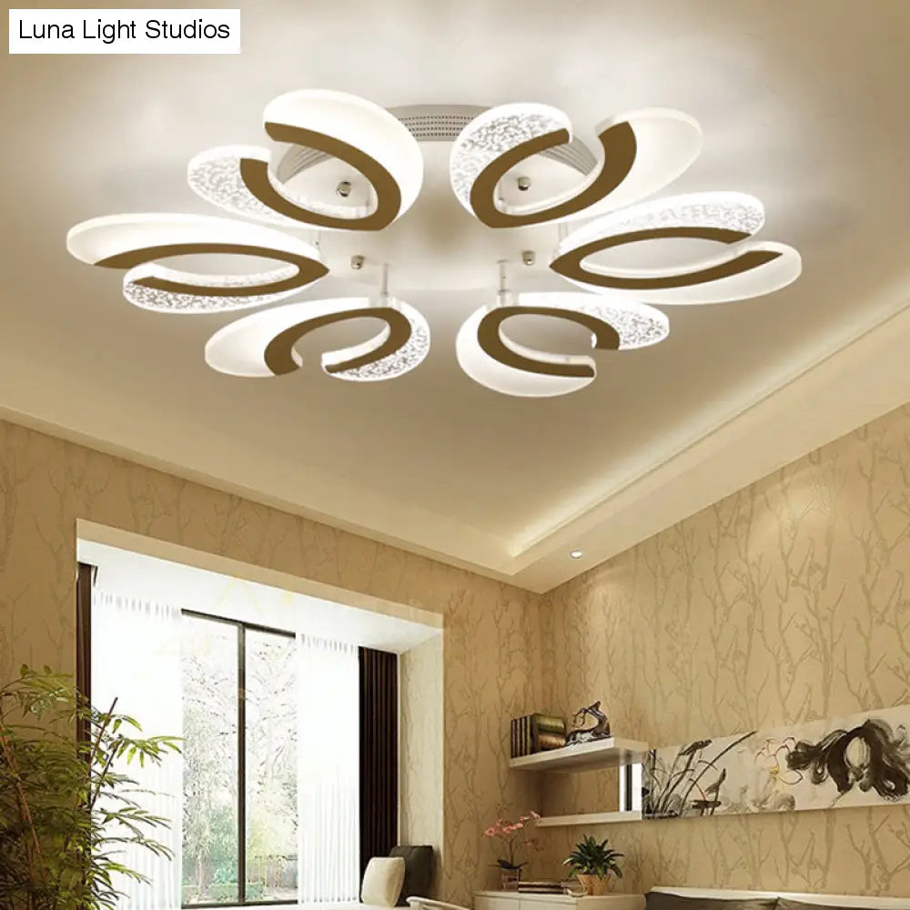 Minimalistische weiße Blumen-LED-Acryl-Unterputzleuchte für die Wohnzimmerdecke