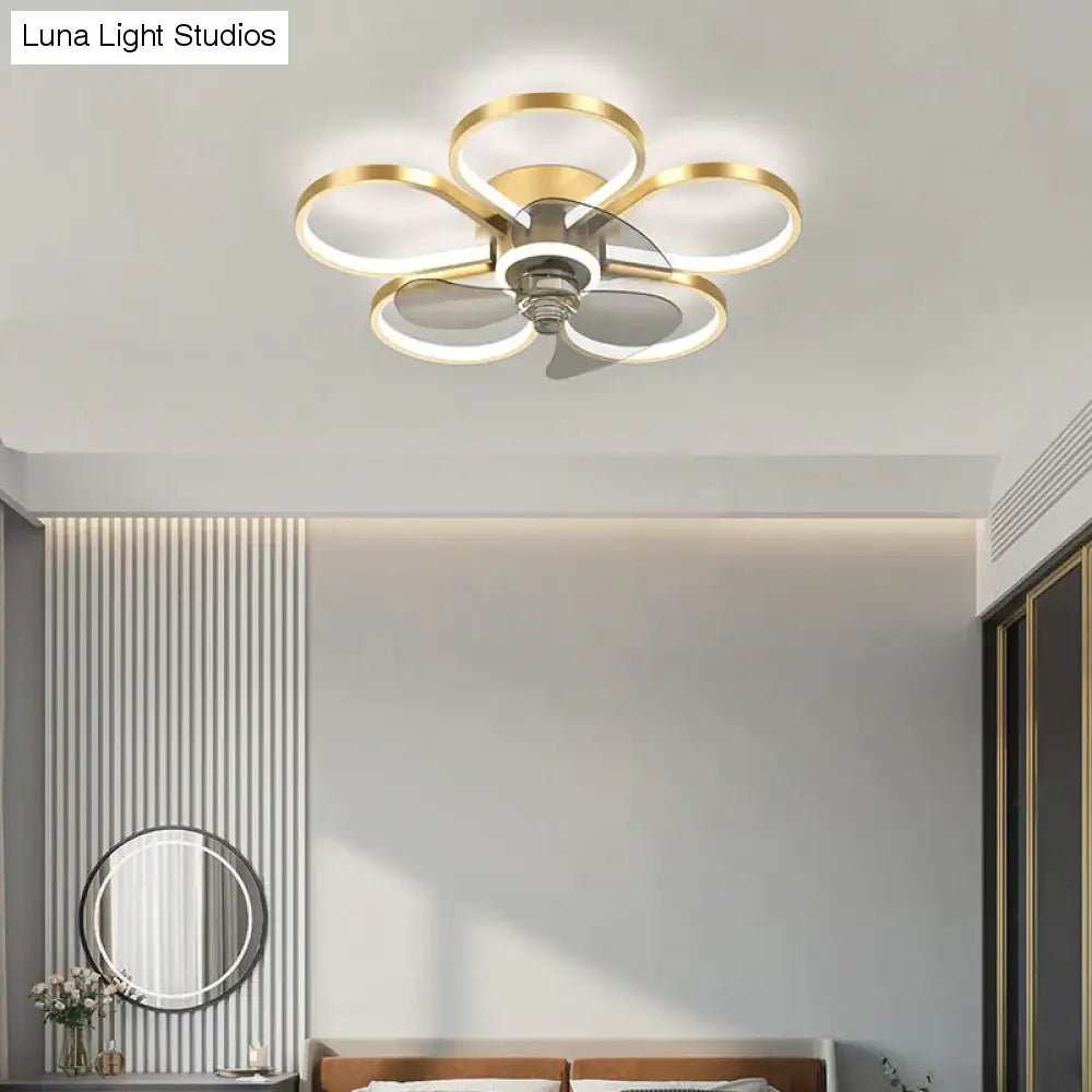 Luxury Ceiling Fan Lamp Bedroom Ultra-thin Quiet Restaurant Ceiling Lamp with Electric Fan