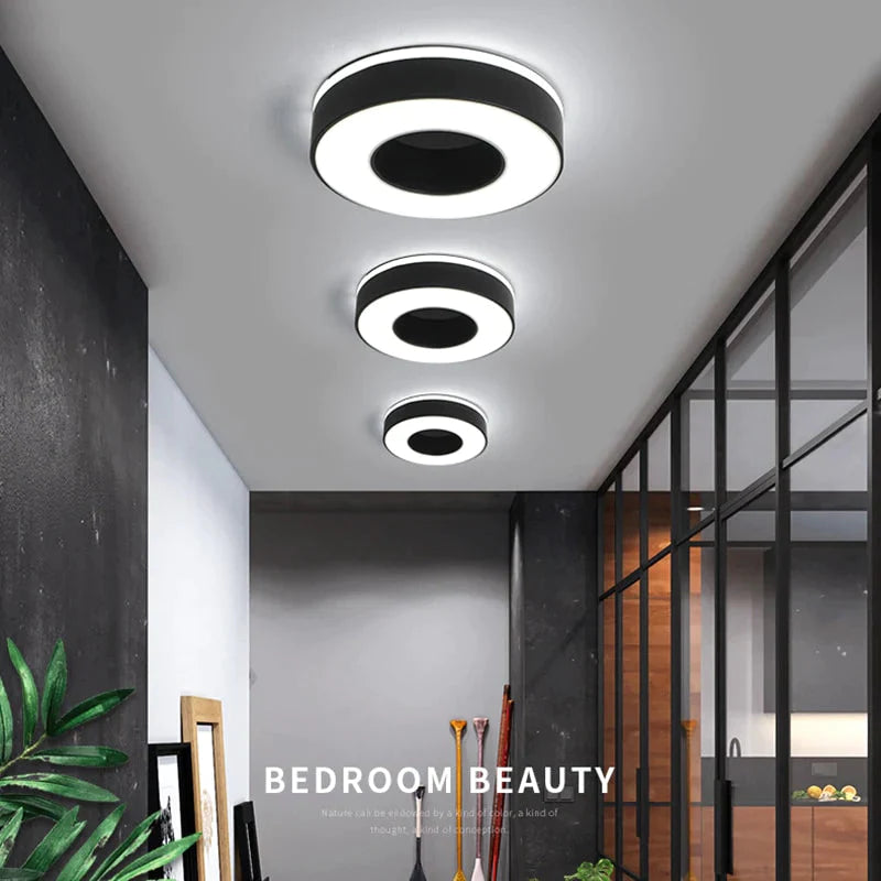 Candelabro LED moderno de 240mm de diámetro para pasillo, dormitorio, candelabro Led cuadrado/redondo/triangular en blanco o negro