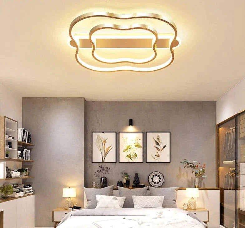 Zimmer Licht Blume Nordic Decke Lampe Einfache Moderne Gebürstet Gold Led Studie Zimmer Lampe Warme Romantische Schlafzimmer Lampen