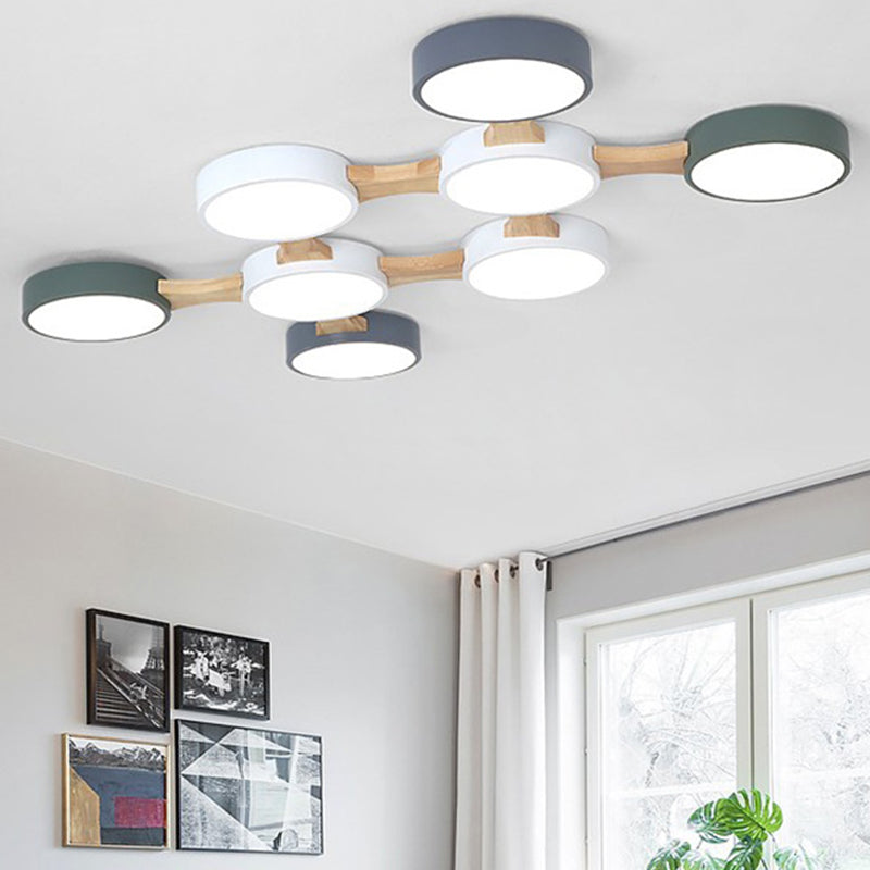 Minimalistyczna oprawa sufitowa LED - drewniana do montażu podtynkowego do sypialni i jadalni