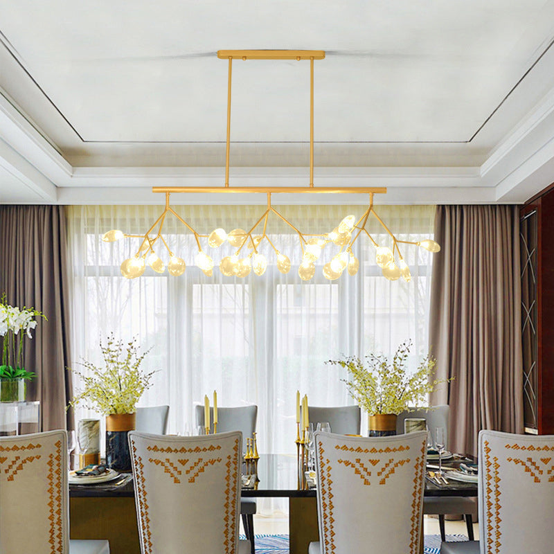 Modern Bubble Chandelier with Clear Glass, 27 Heads, Black/Gold - Dining Room Hanging Light Kit