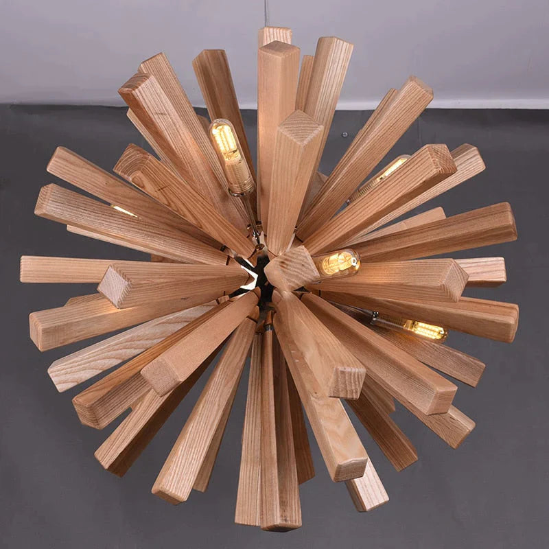 Luces colgantes de madera de diente de león, lámparas colgantes de madera maciza, accesorios para comedor, restaurante, lámpara colgante de decoración interior