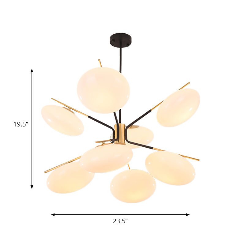 Modern Opal Glass Ellipse Pendant Light with 6/8 Lights for Living Room Ceiling