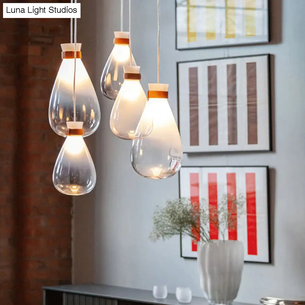 Lampada a sospensione moderna a sospensione a goccia con tracolla in pelle per cucina, camera da letto, sala da pranzo