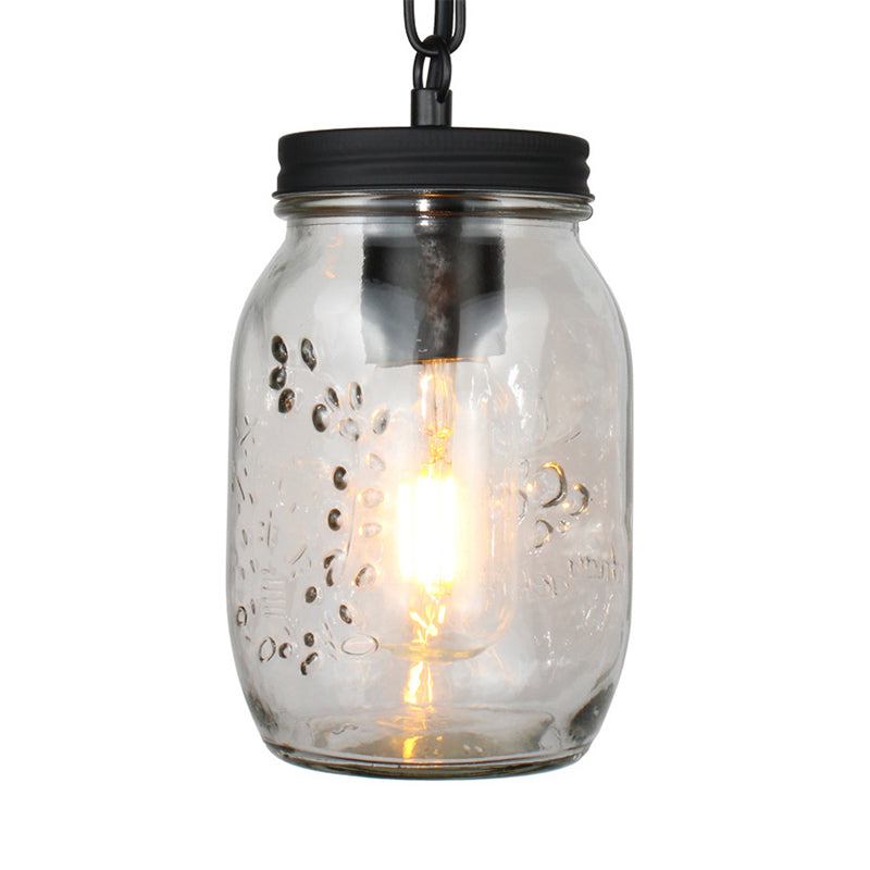 Klasyczna wisząca lampa sufitowa Mason Jar w kolorze czarnym