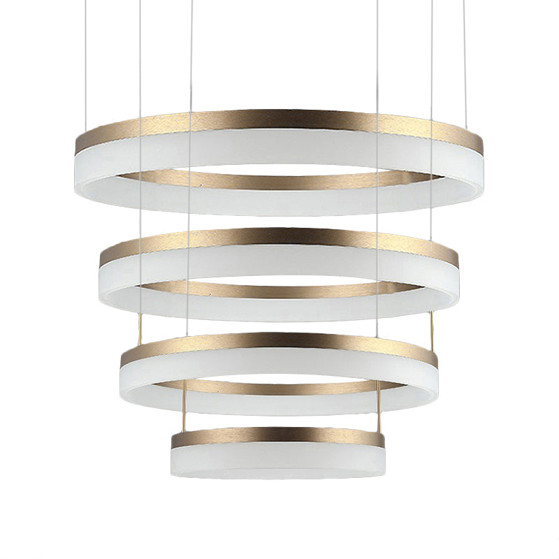 Modern Round LED Chandelier Pendant - Acrylic 1/2/3-Light Ceiling Light Fixture in Black/White/Gold - Warm/White Light