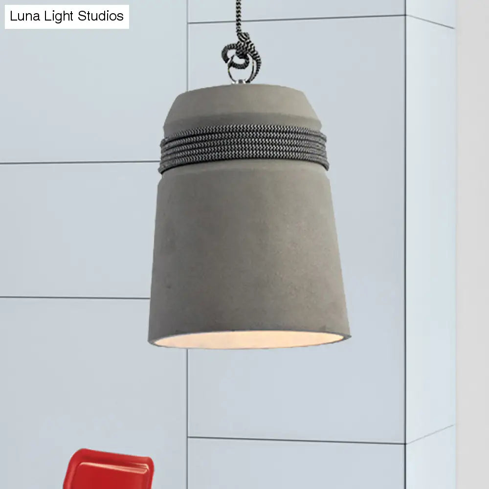 Lampada a sospensione con finitura in cemento stile industriale nero/grigio/beige con corda