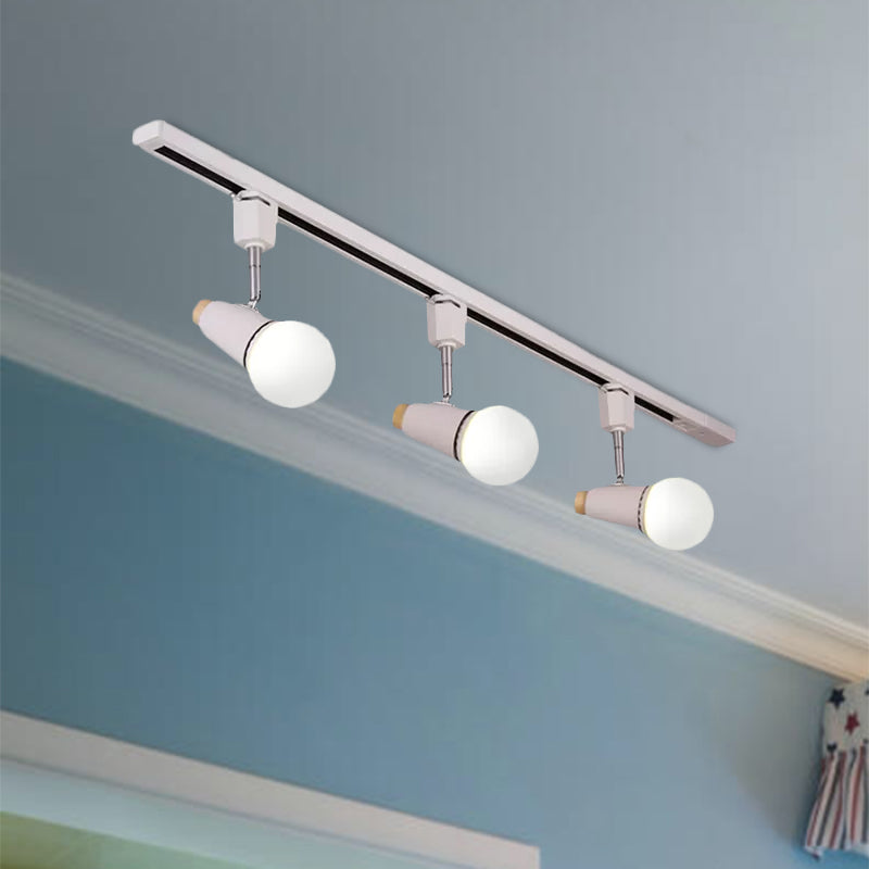 Industriële metalen lineaire plafondlamp - 3/4-kops verstelbare semi-inbouwrailarmatuur met komvormige kap in zwart/wit