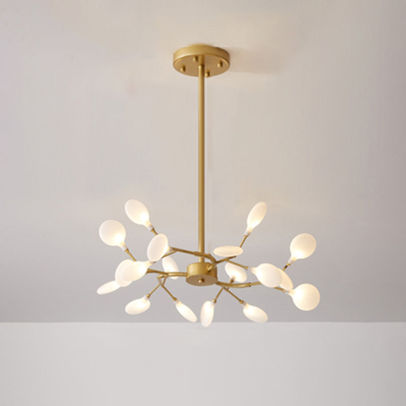 Metallischer Zweig-Kronleuchter, schlichte LED-Pendelleuchte für Wohnzimmer