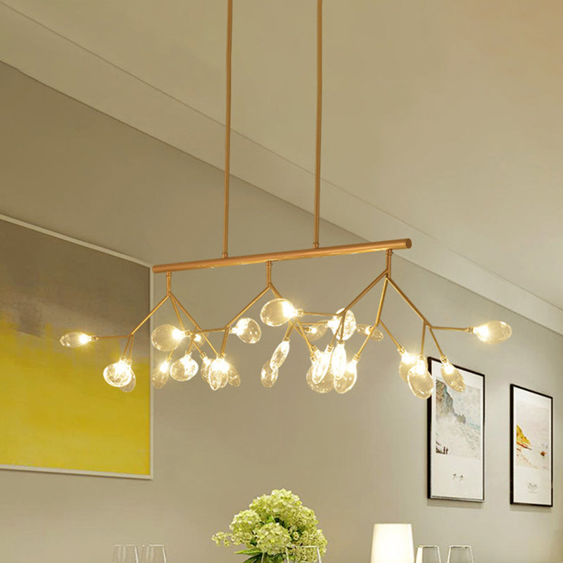 Modern Bubble Chandelier with Clear Glass, 27 Heads, Black/Gold - Dining Room Hanging Light Kit