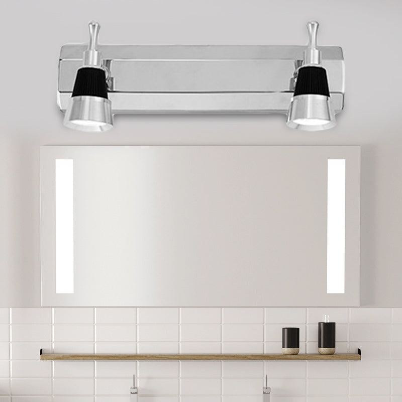 Lámpara de tocador cónica modernista: lámpara de pared para baño de 2/3 luces en aluminio con iluminación blanca cálida