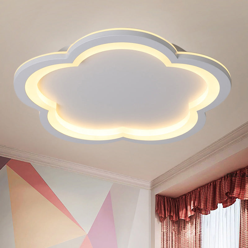 Simplicity LED Ceiling Light Fixture with Acrylic Diffuser- Flower Metal Flush Light in White/Warm Light, 10