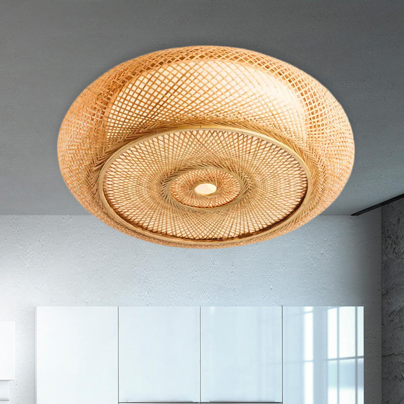 Lampada da incasso per camera da letto in bambù realizzata a mano - Lampada da incasso a soffitto da 16