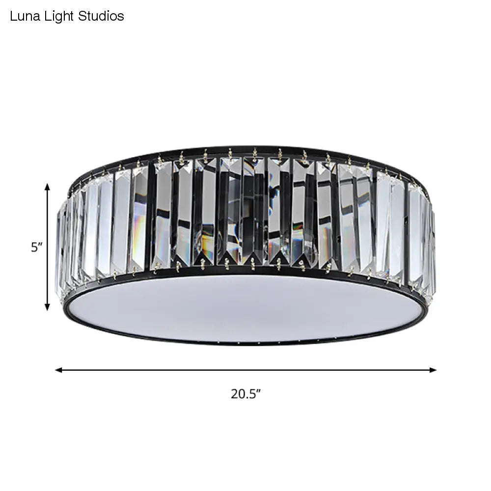 Eenvoudige trommel-inbouwlamp met kristallen schaduw - Zwart/brons 3/4/5-lichtarmatuur voor slaapkamers