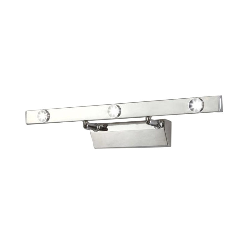 Lámpara LED para tocador de baño con pantalla de acero inoxidable - Luminaria de pared cromada, luz blanca cálida