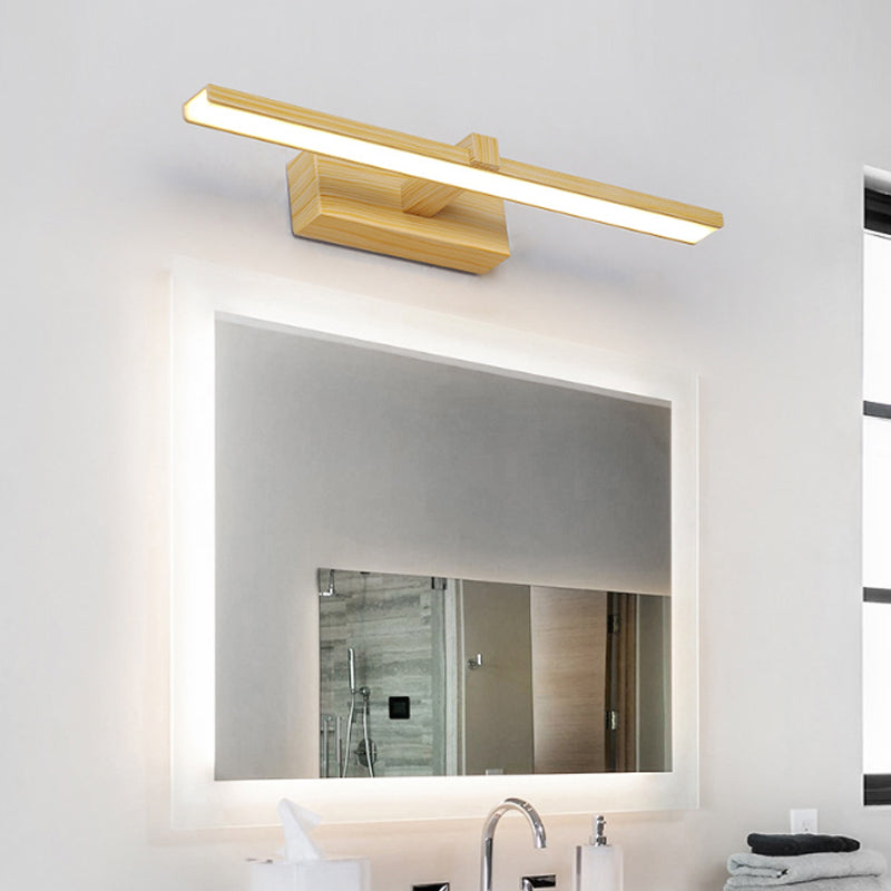 Lámpara de pared LED nórdica moderna para tocador de baño elegante - Blanco/Madera, 16