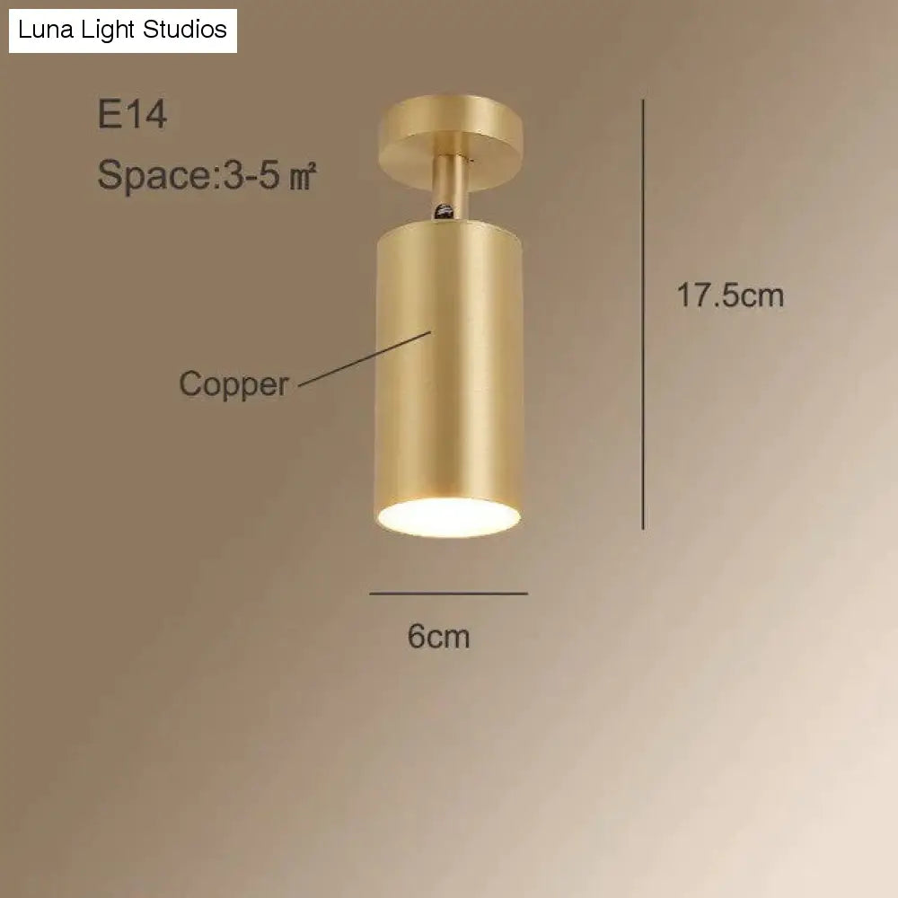 Lampe de plafond moderne Foyer cuivre spot salon Led en laiton lumière chambre appliques couloir Lustre plafonniers balcon