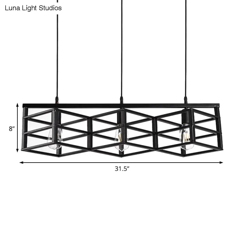 Lampada a sospensione da corridoio vintage industriale in metallo a 3 lampadine