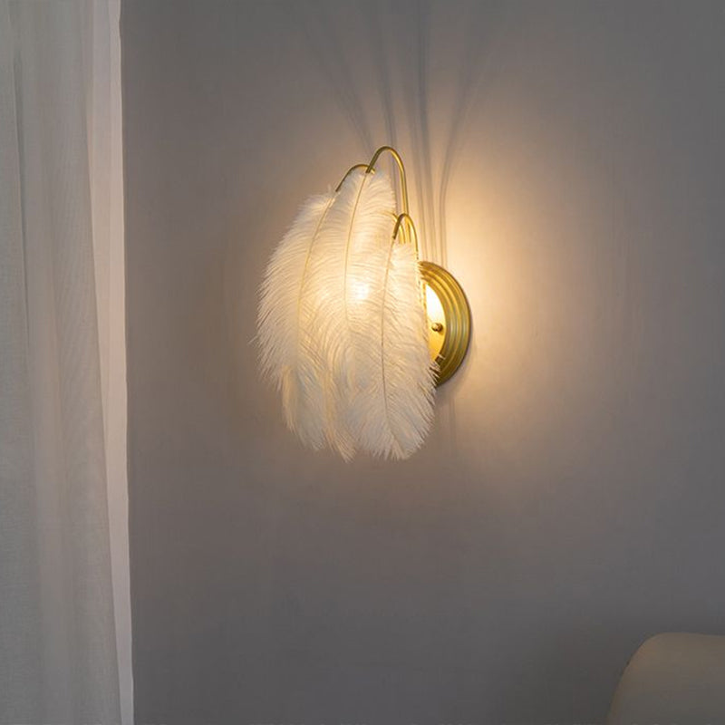 Minimalistische veren wandlamp voor gang - kleine wandkandelaar met 1 licht
