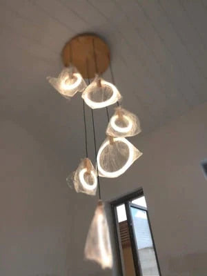 Anillos de acrílico de hierro de madera nórdico LED, lámpara LED DIY, luz LED, luces colgantes, lámpara colgante, luz colgante para vestíbulo de comedor