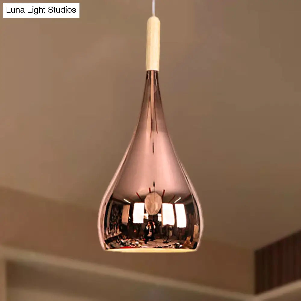 Lampada a sospensione a goccia Lampada da soffitto moderna in metallo cromato/oro rosa per cucina