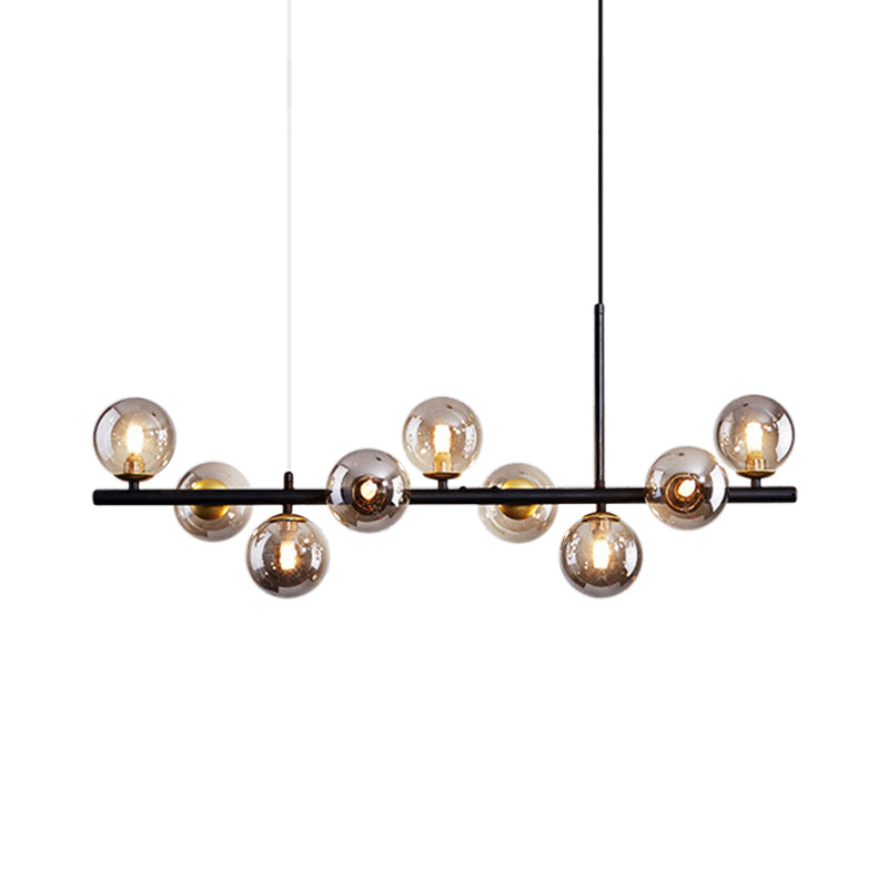 Lampada a sospensione postmoderna con sfera di vetro per cucina - Diversi colori e finitura oro/nera - 7/9/11 luci